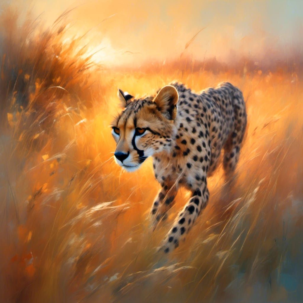 Cheetah Sprinting: Dynamic, Stylized Motion Illustration