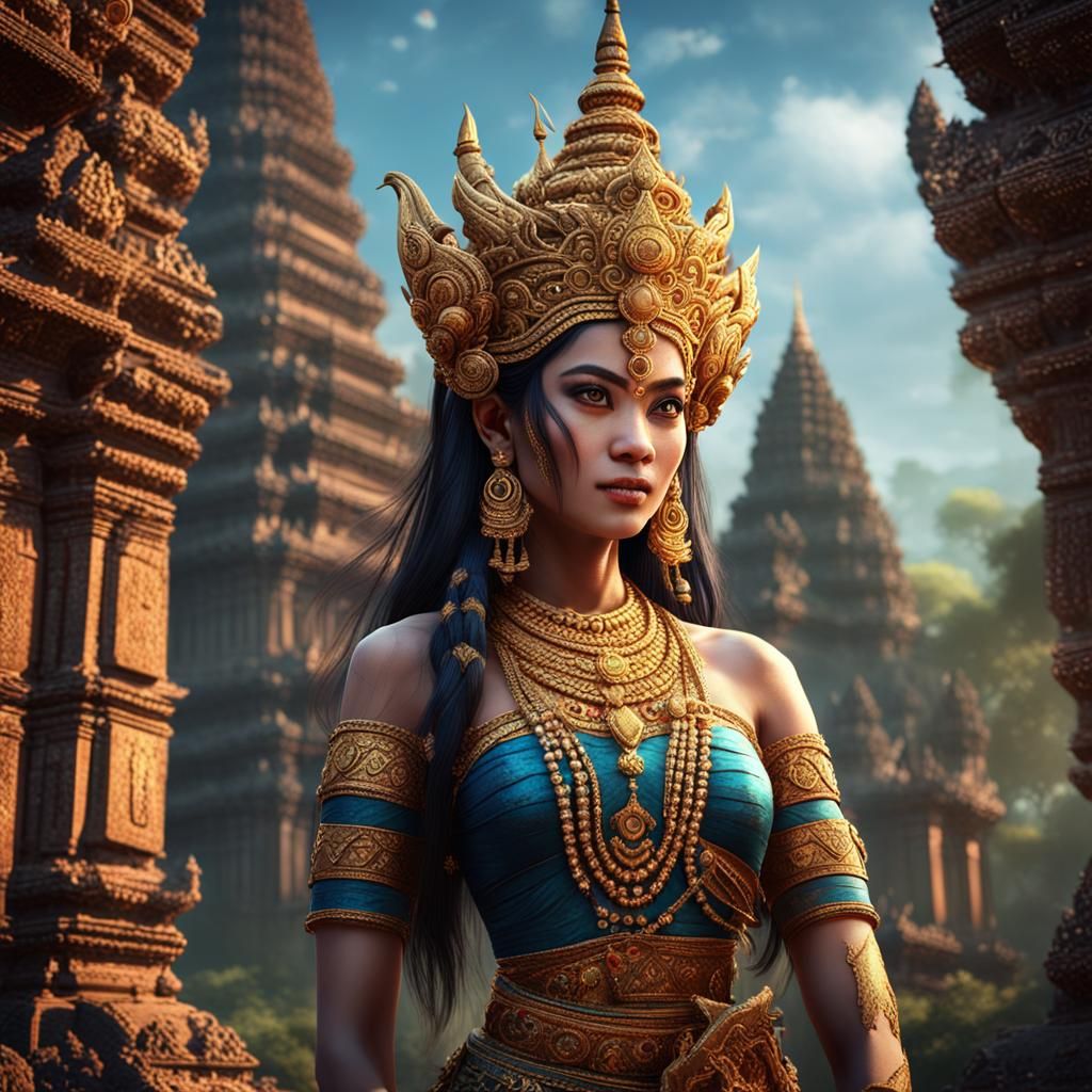 Pretty Apsara Queen of Angkor Wat: Digital Art