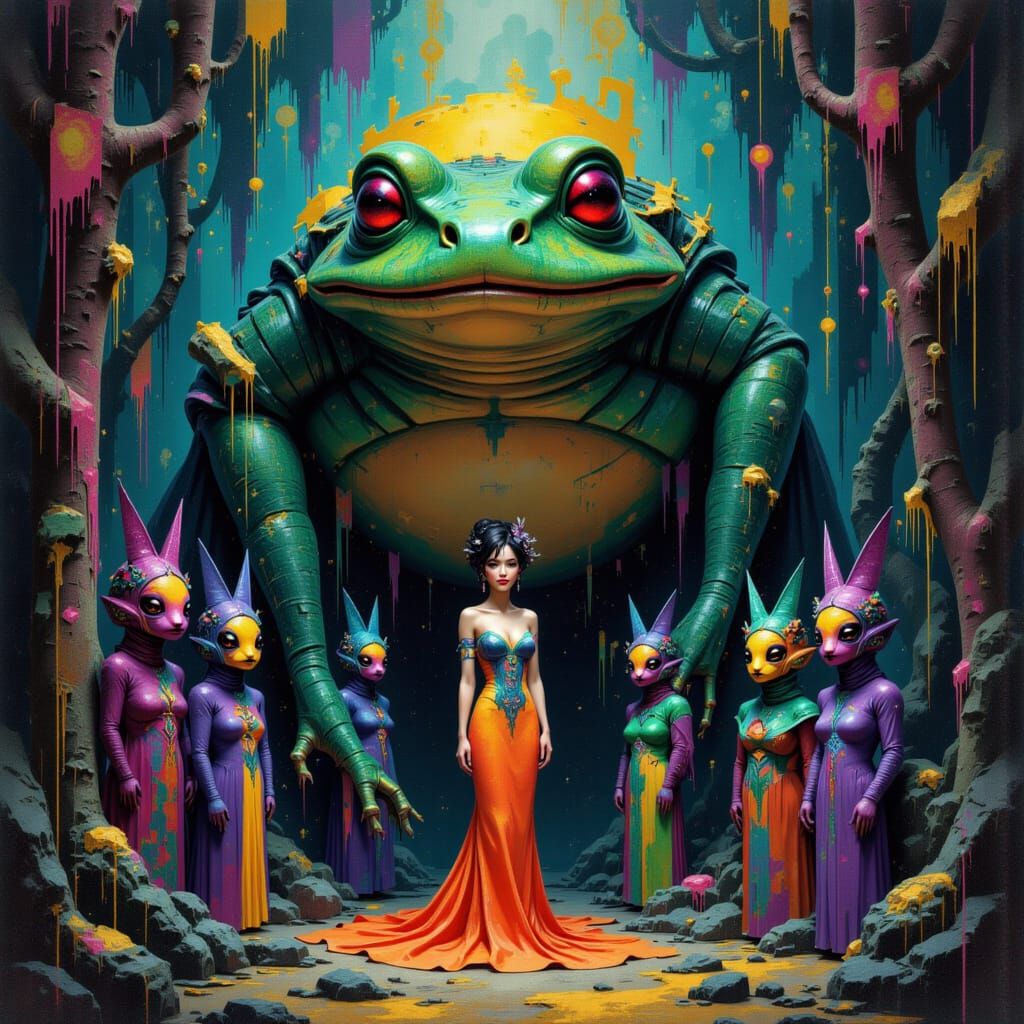 Giant Toad and Fox Bride in Matisse Style