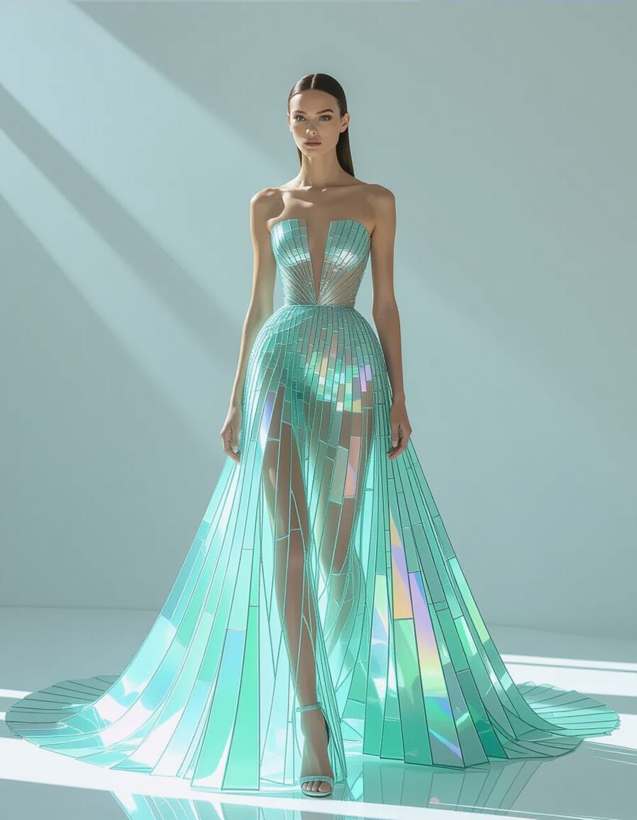 Glass Gown Like Frozen Waterfall in Ethereal Studio