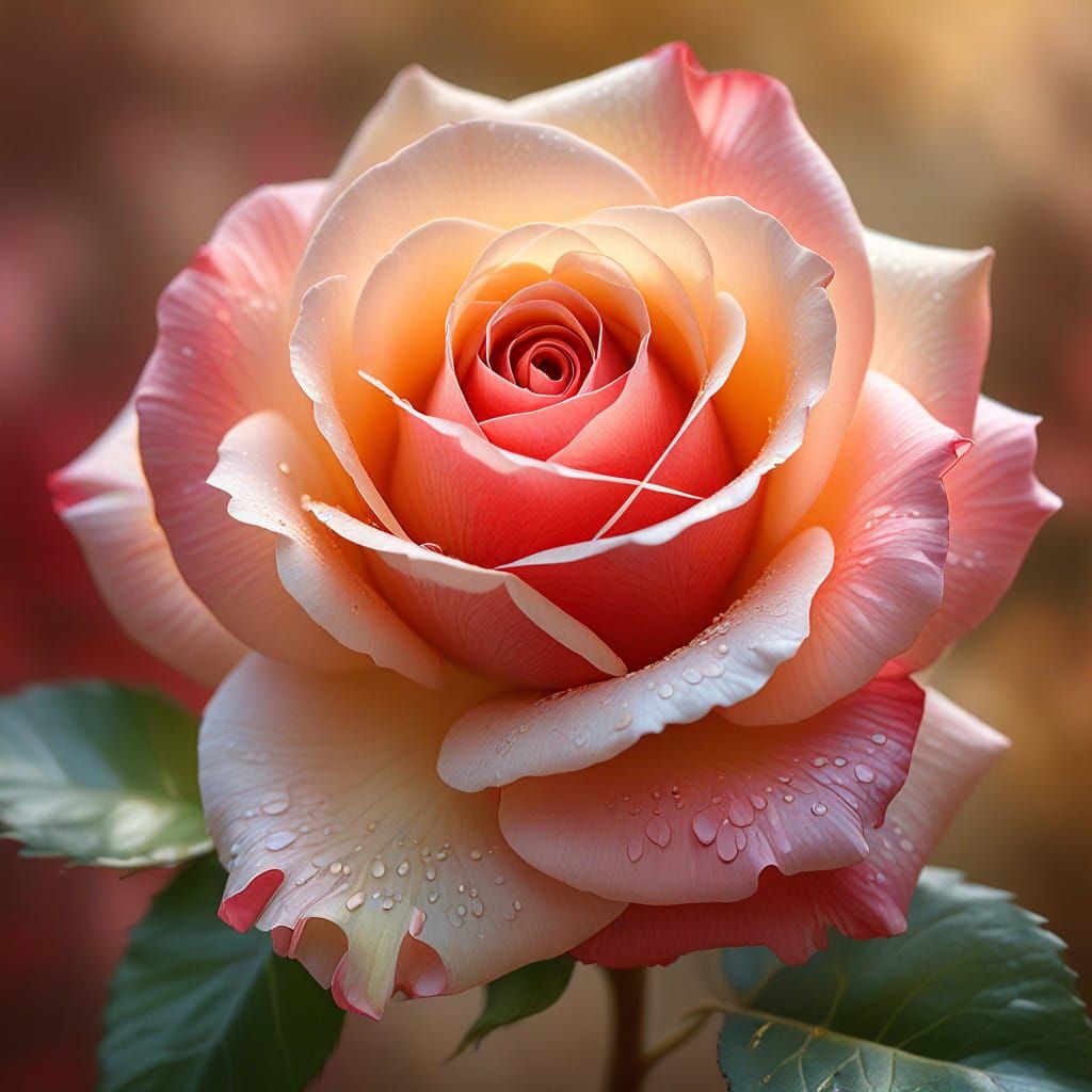 Romantic Impressionist Red Rose