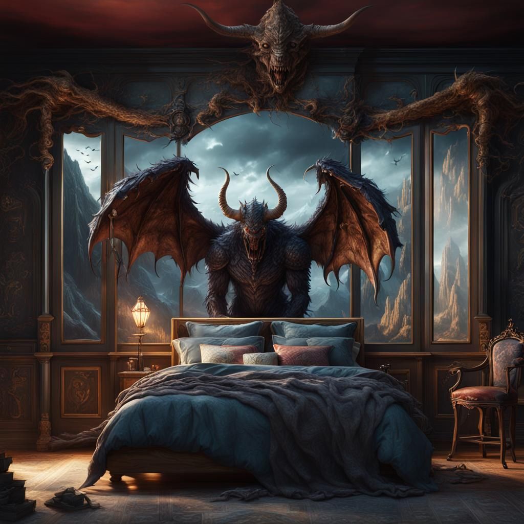 Dark Winged Monster Hidden in Wardrobe