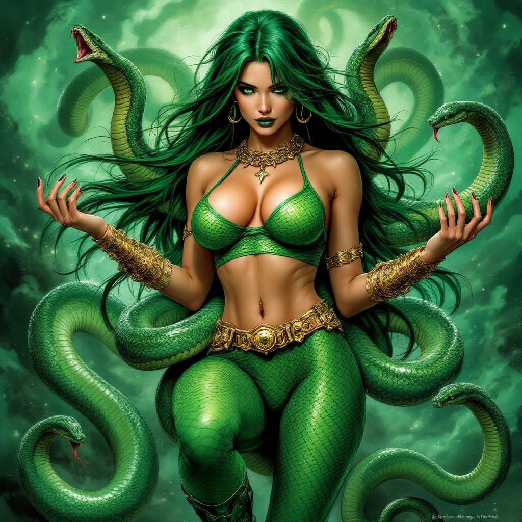 Lady Serpent in Vibrant Comic Book Art