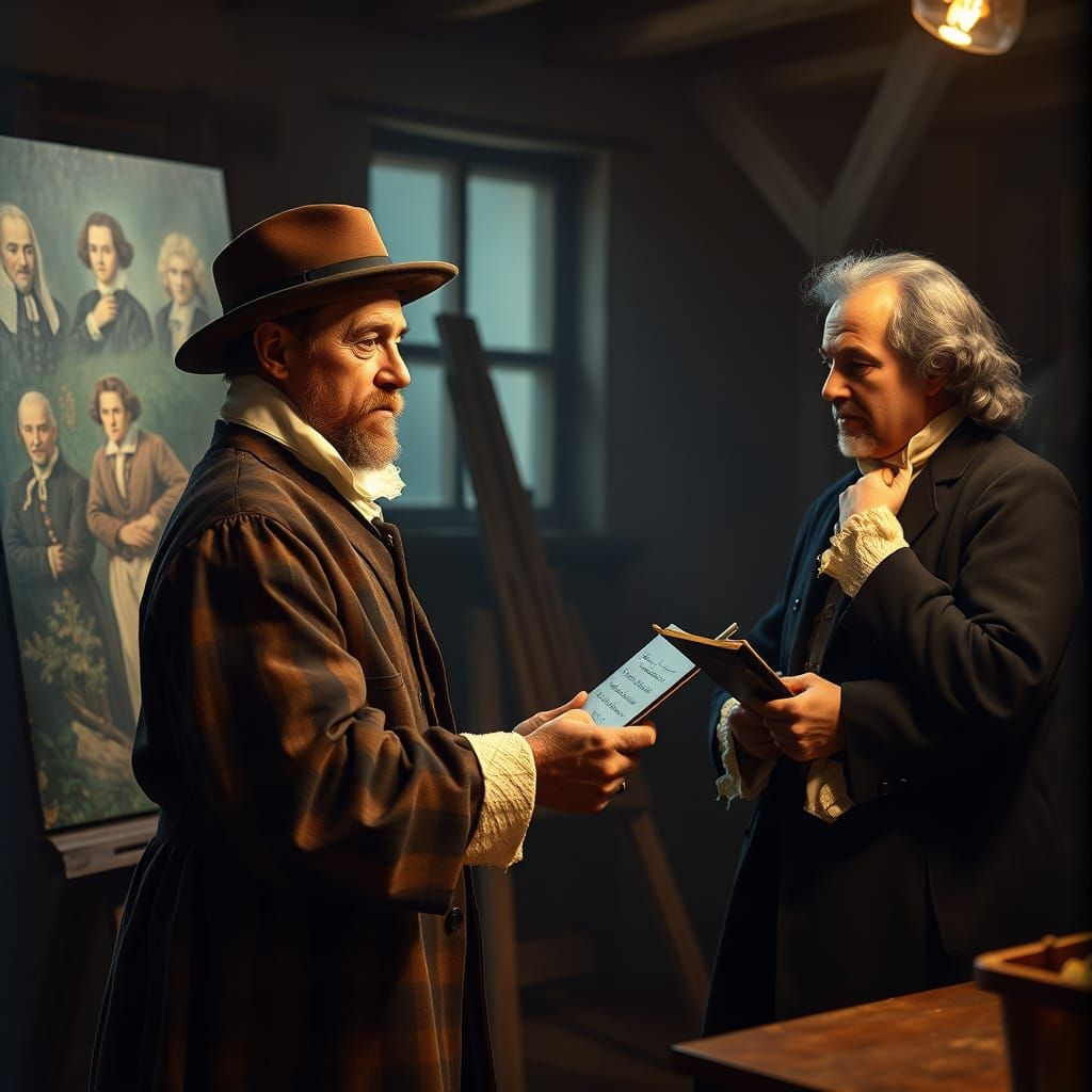 Van Gogh Painting Shakespeare in Rustic Studio