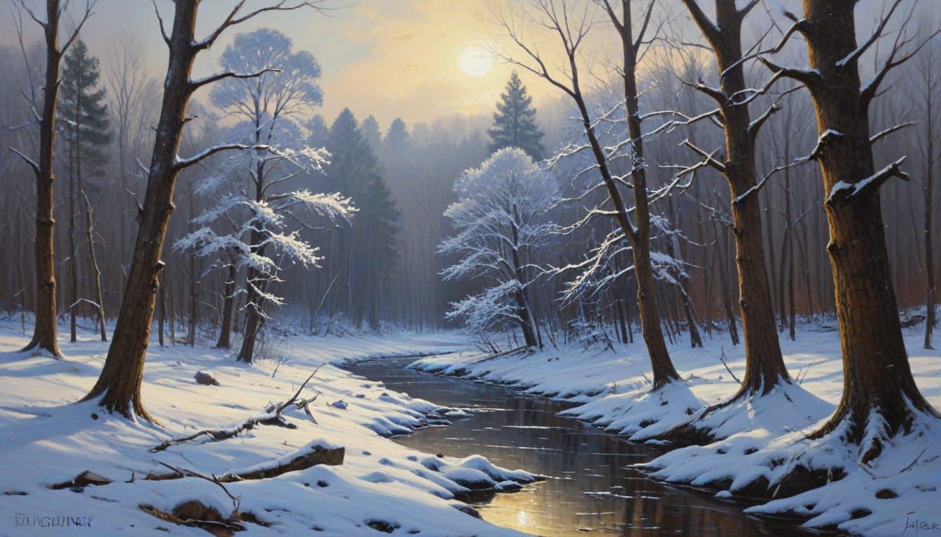 Winter Memory as Oil Painting