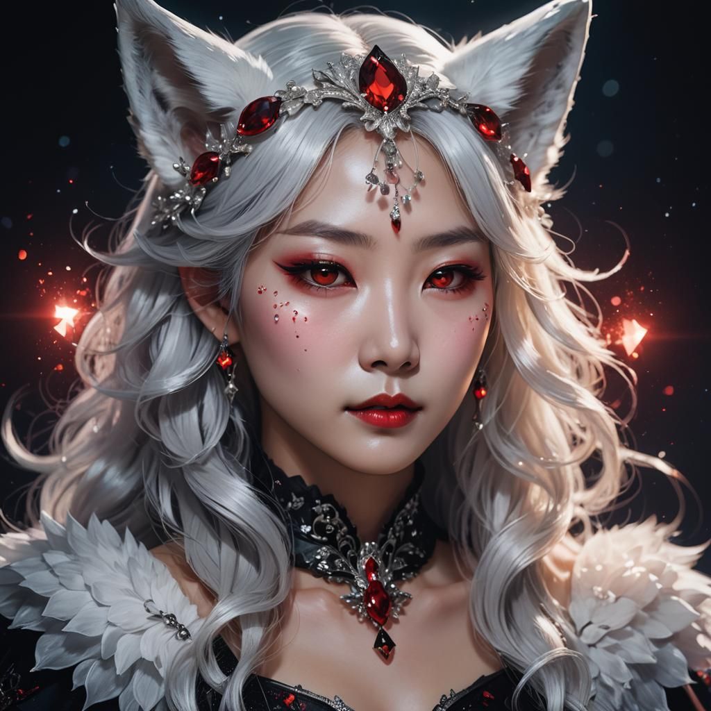 Korean Vampire Queen with Fox Ears: Fantasy Art