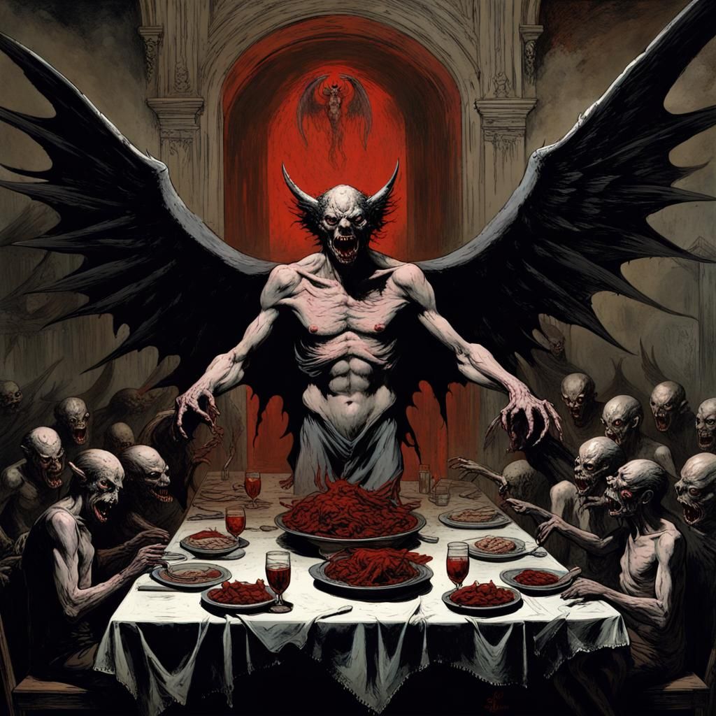 Demonic Invasion in Creepy Magazine Style