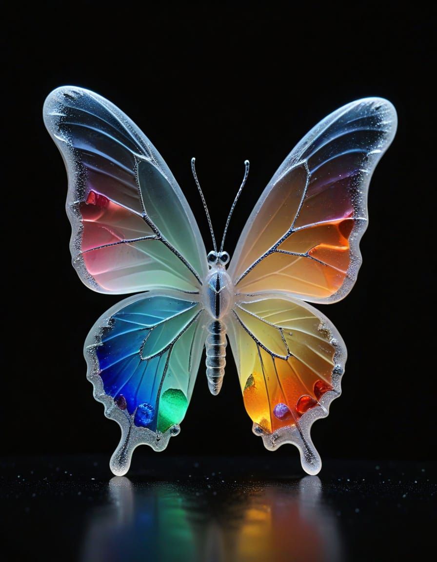 Pastel Rainbow Sea Glass Butterfly Sculpture