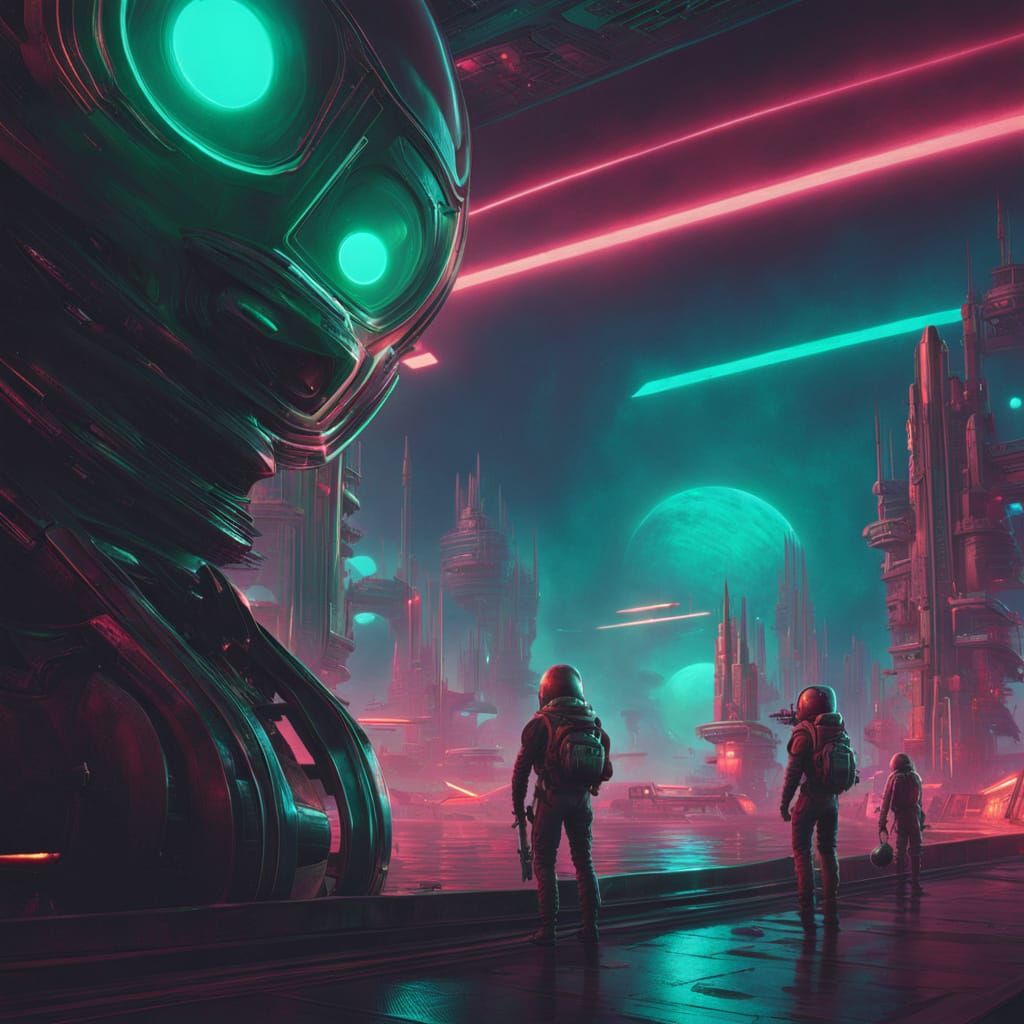 Galactic Cyberpunk Alien in Neon Hues