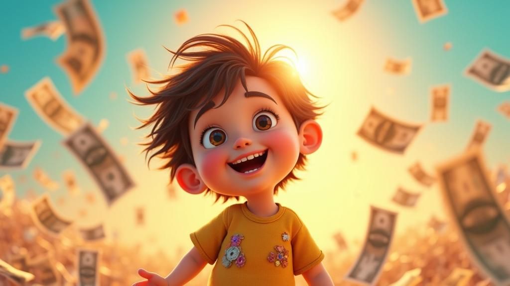 Joyful Child Amidst Chaos: Pixar-Style 3D Art