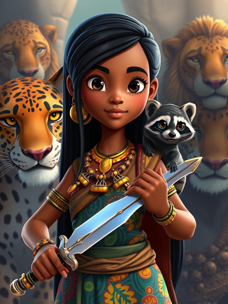 Vibrant African Warrior Princess in Traditional Attire