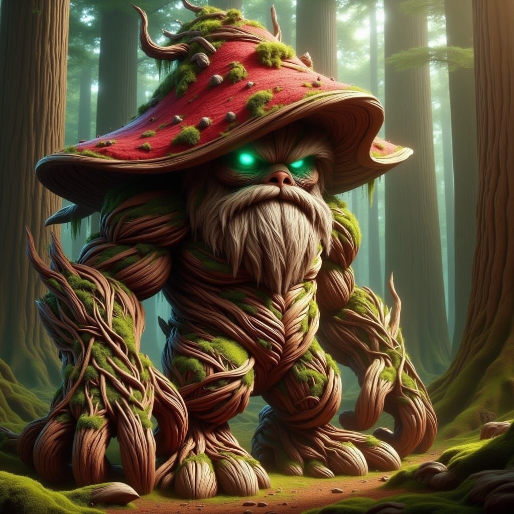 Whimsical Gnome Mushroom in Enchanted Forest