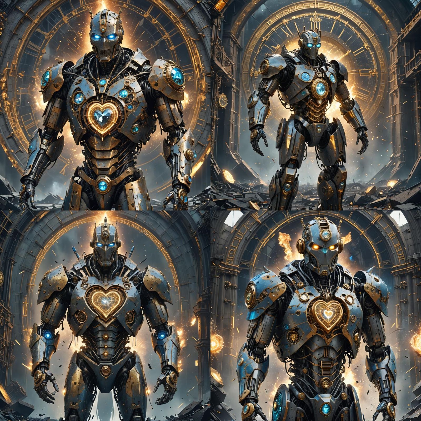 Mystical Robot Humanoid Big Ben in a Chaotic Landscape