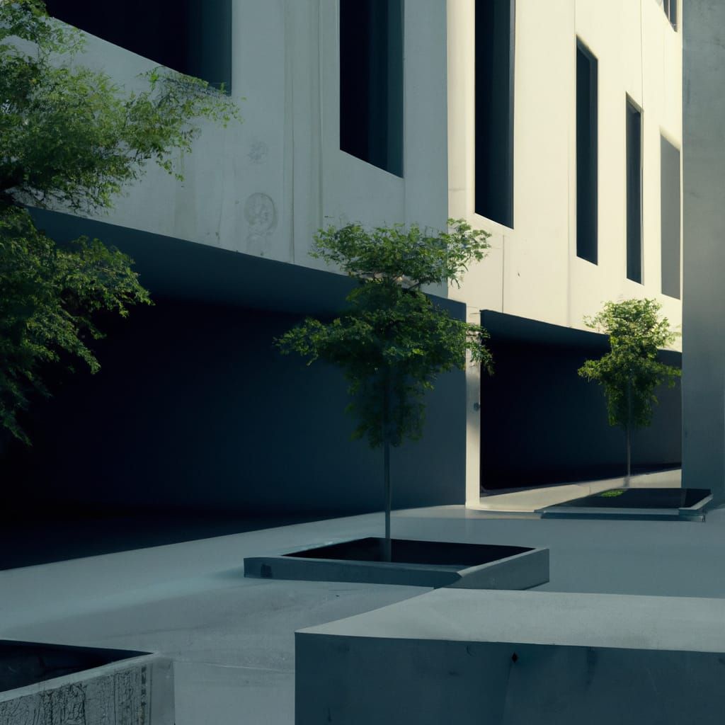 Surreal Black Concrete University Architecture in 4K
