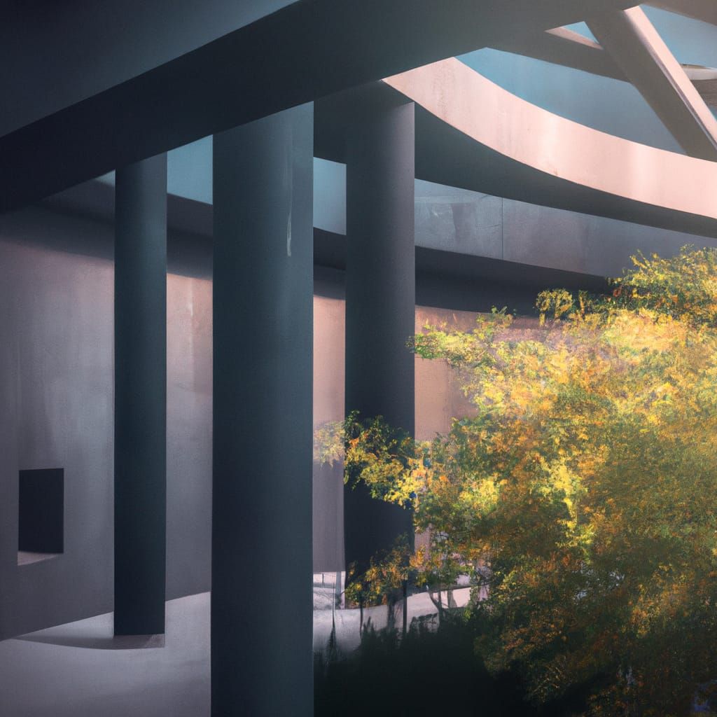 Surreal Black Concrete University Architecture in 4K