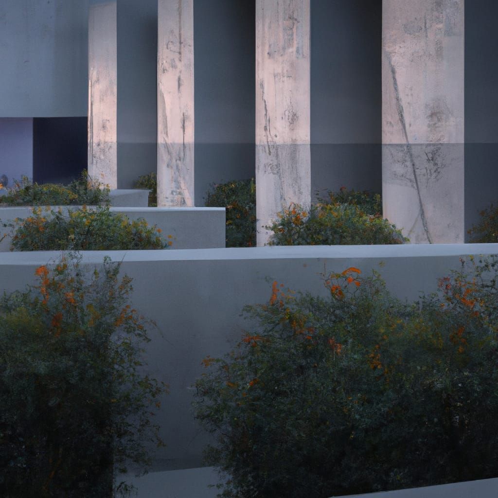 Surreal Black Concrete University Architecture