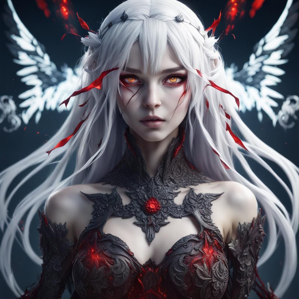 Anime Girl Split Between Good And Evil