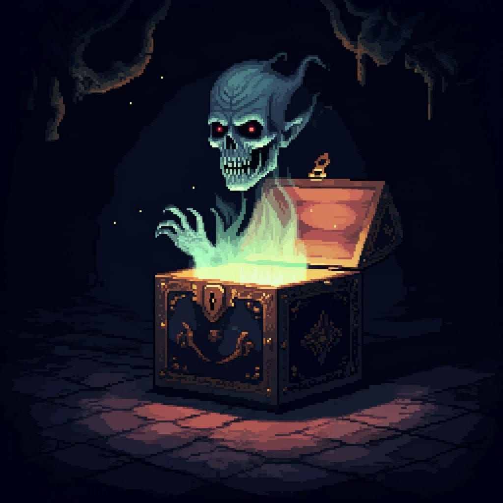 Eerie Evil Spirit Emerges in 8-Bit Pixel Art