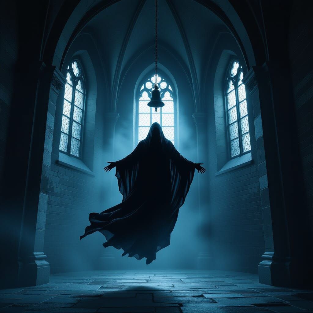 Ominous Dementor in Bell Tower: Photorealistic Render