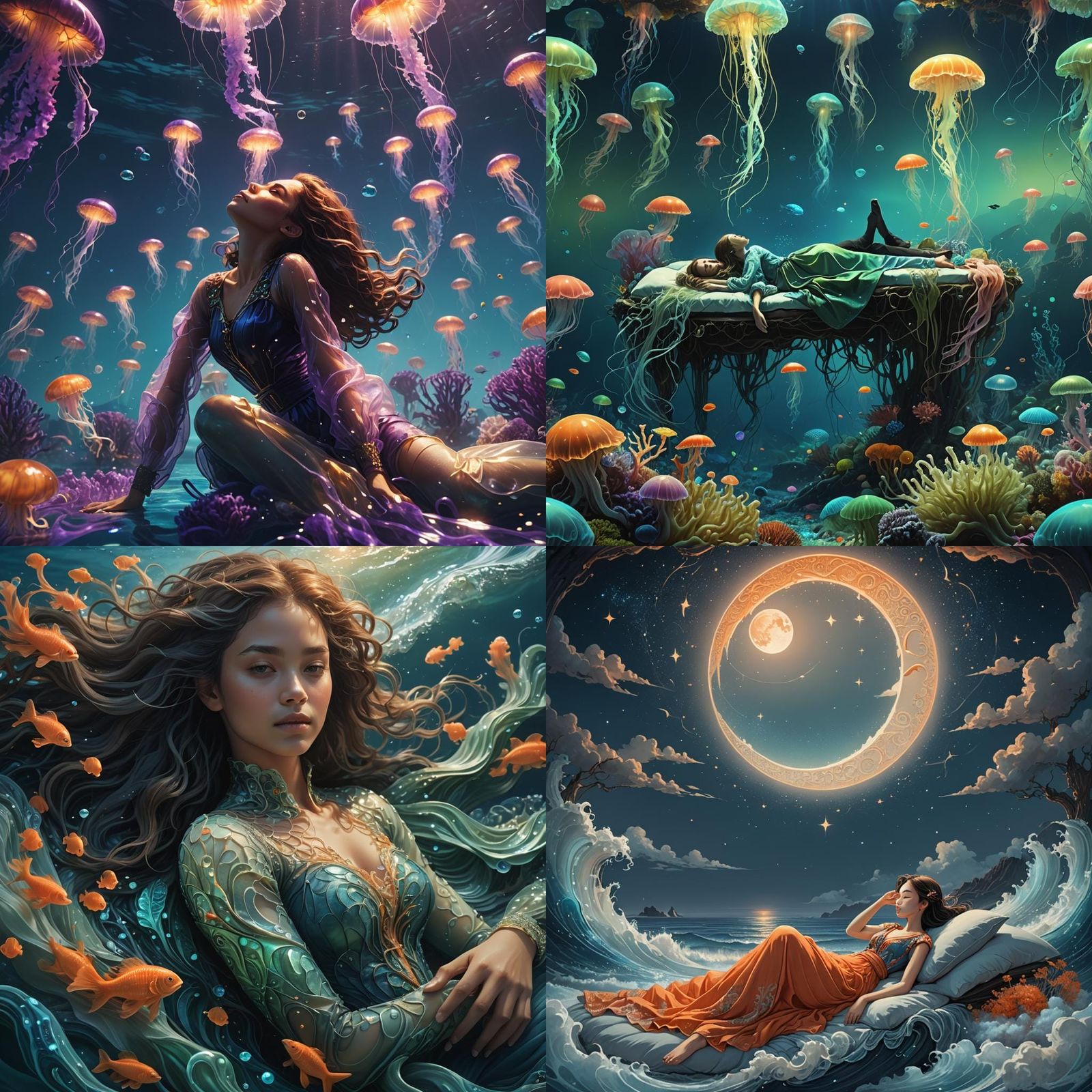 Woman Sleeping with Sea: Detailed Matte Painting