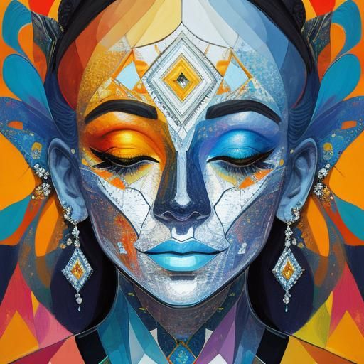 Woman's Face Emerges from Diamond Painting