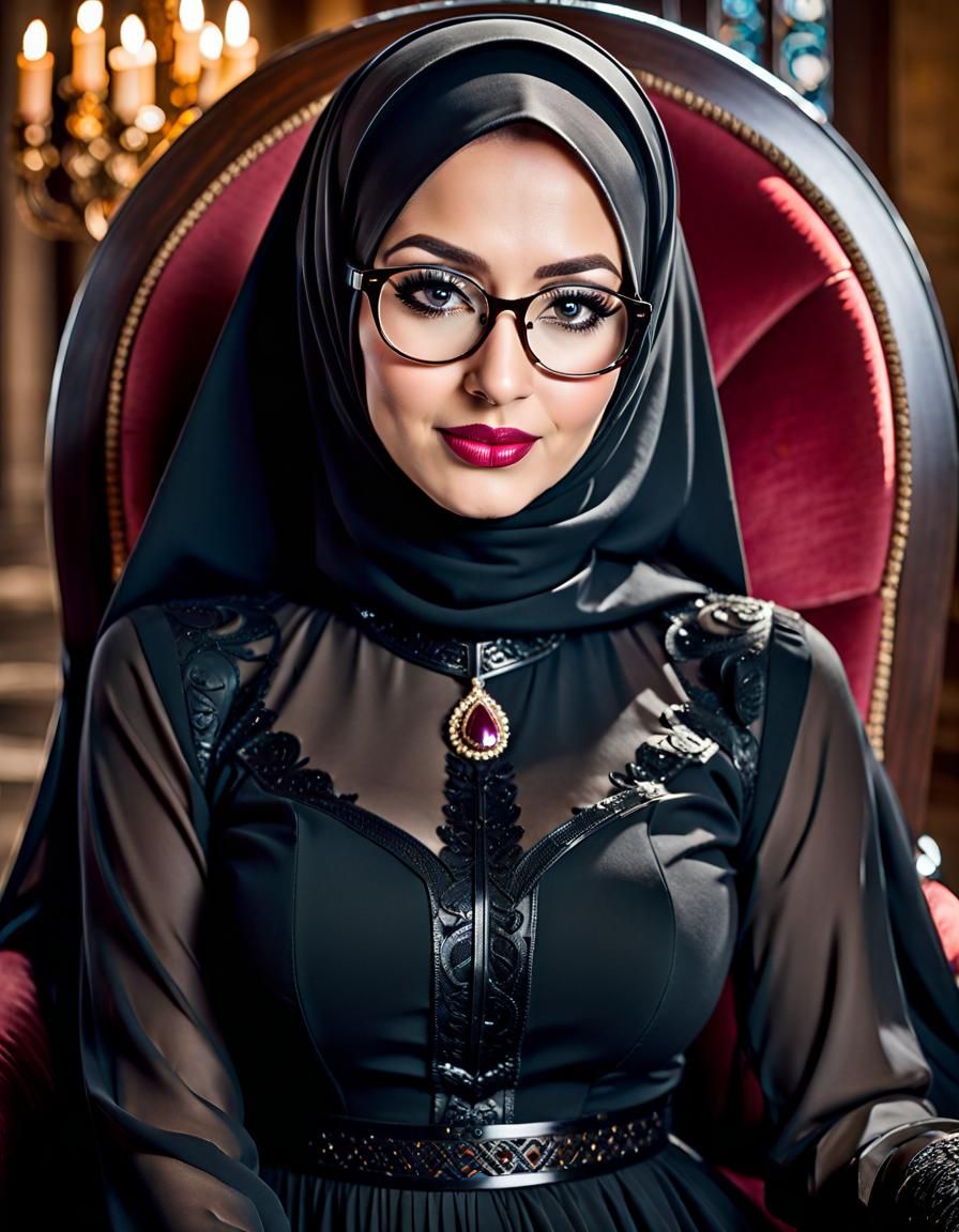 Gothic Hijabi Woman in Castle Portrait