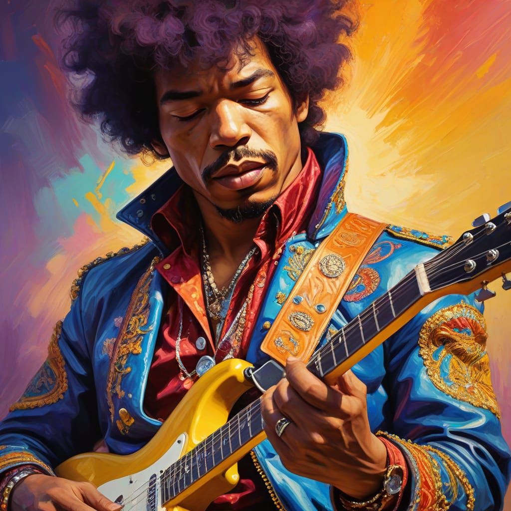 Jimi Hendrix-Inspired Artist Creates Vibrant Guitar Masterpi...