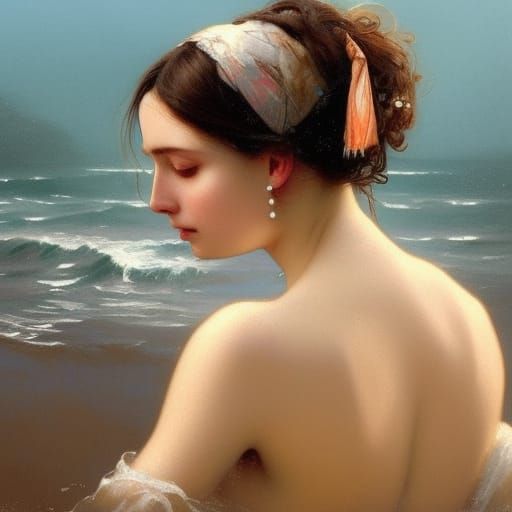Pearl Earring Search: Hyperdetailed Ocean Portrait