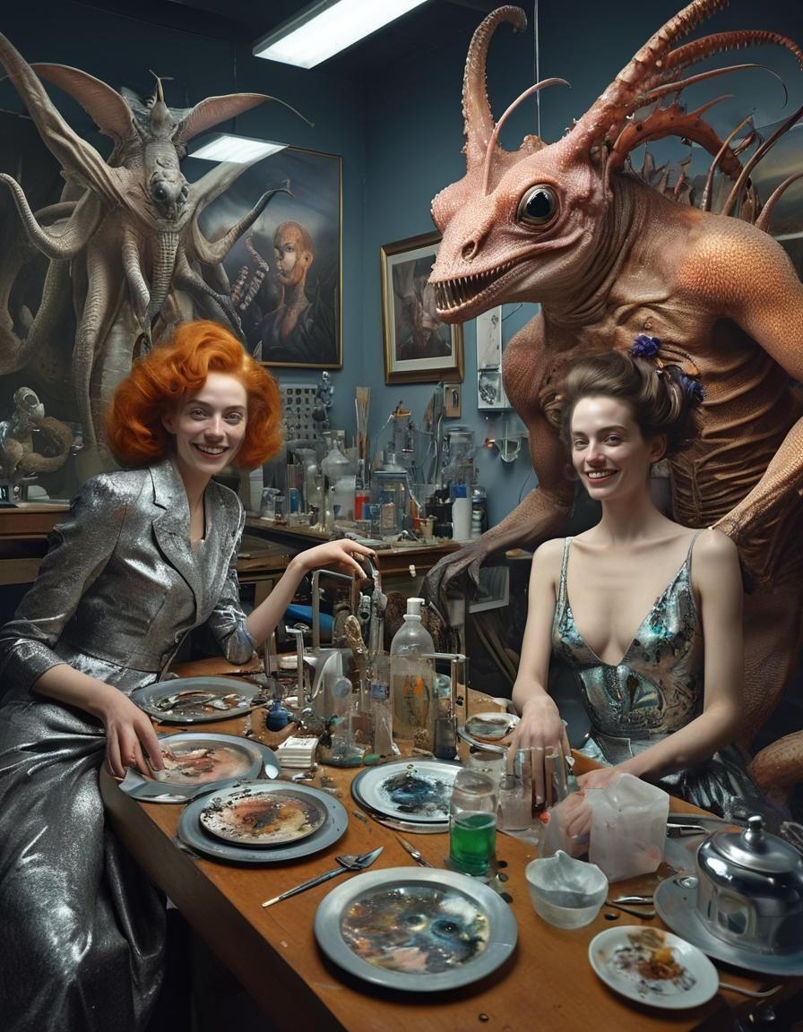 Exotic Portraits in Surreal Cluttered Laboratory