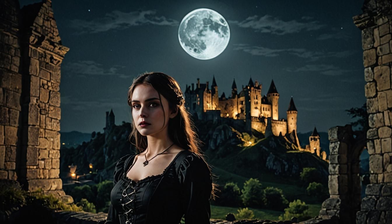 Gothic Portrait of Woman in Victorian Style