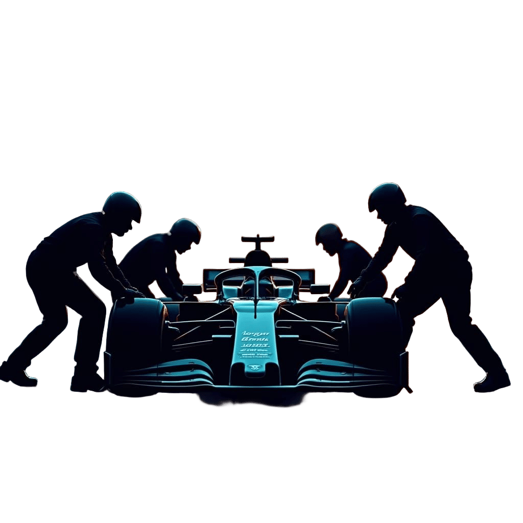 F1 Pit Crew Silhouette: Flat Black Style