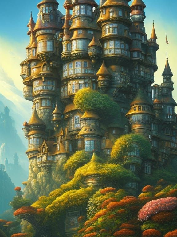 Detailed Castle on the Moon: Photorealistic Portrait