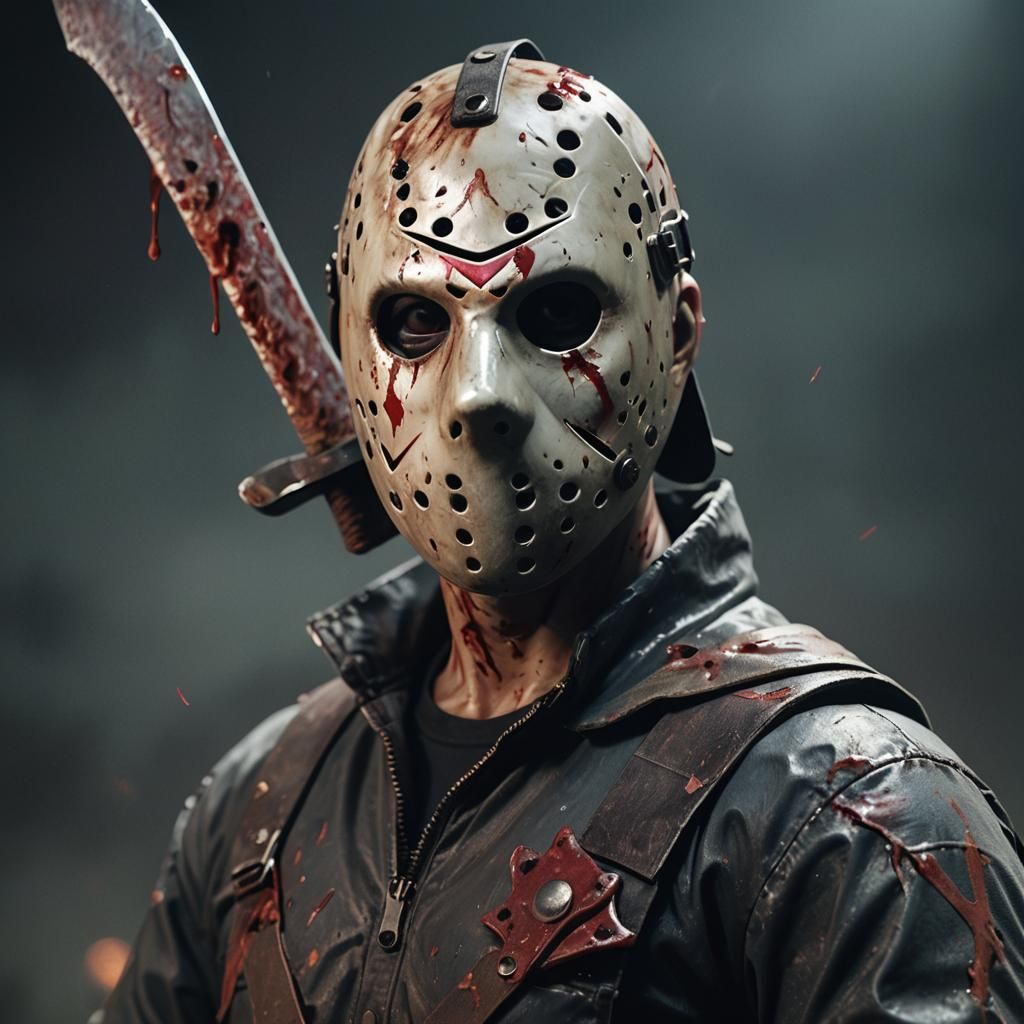 Jason Voorhees Anime Horror Art in 3D