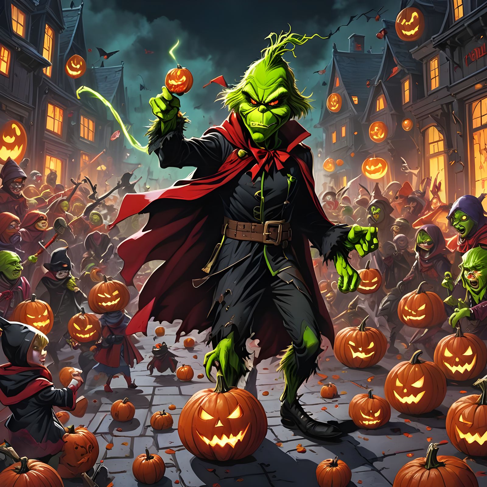 Grinch's Futuristic Anime Halloween Attack