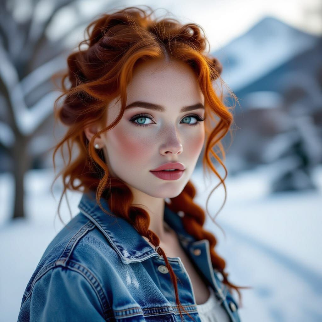 Hauntingly Beautiful Woman with Freckles and Red Hair