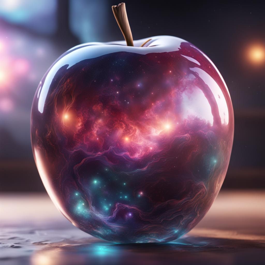 Glass Galaxy Apple: Detailed Matte Painting