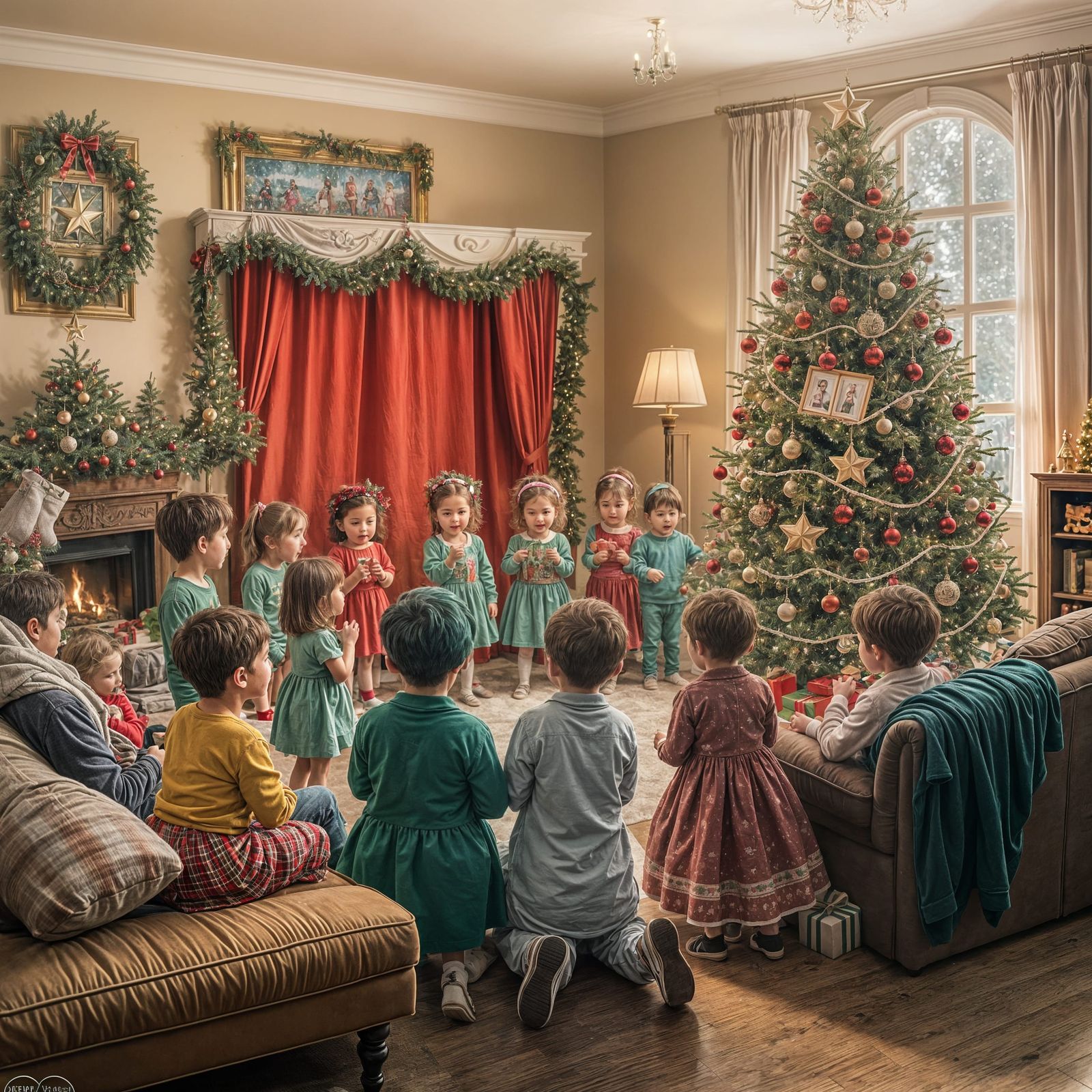 Children's Christmas Show in Living Room