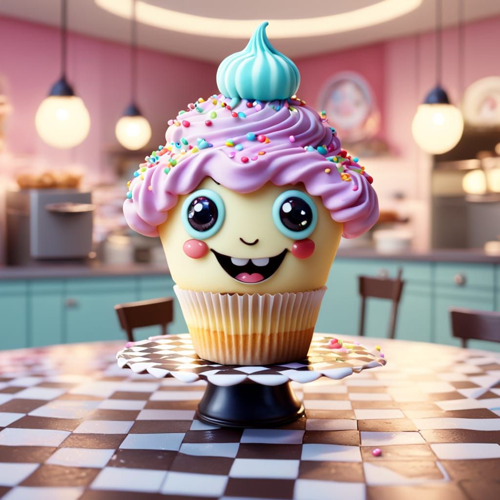 Adorable Kawaii Cupcake Chef: A Cheerful Masterpiece
