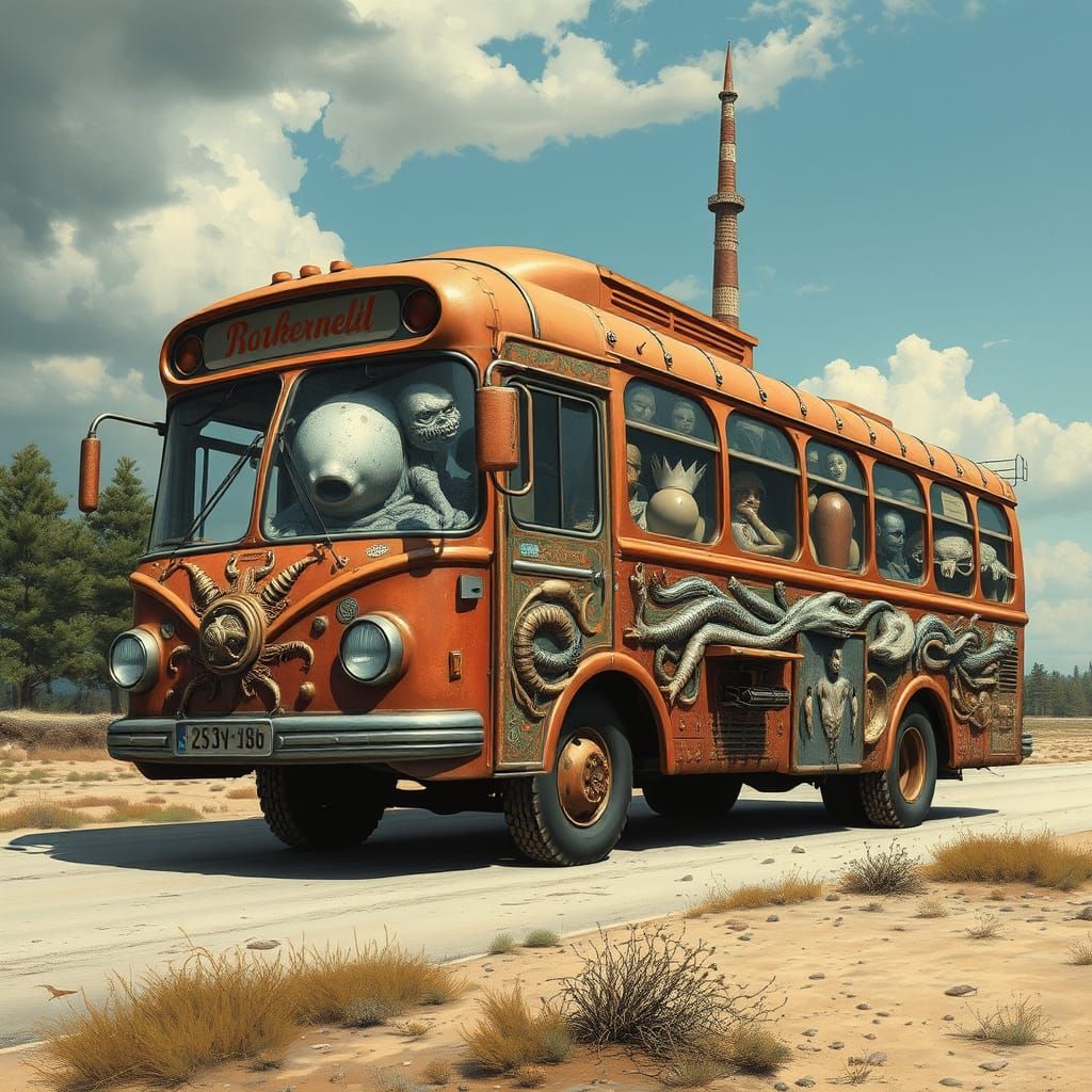 Surrealist Anthropomorphic Bus by Master Artists