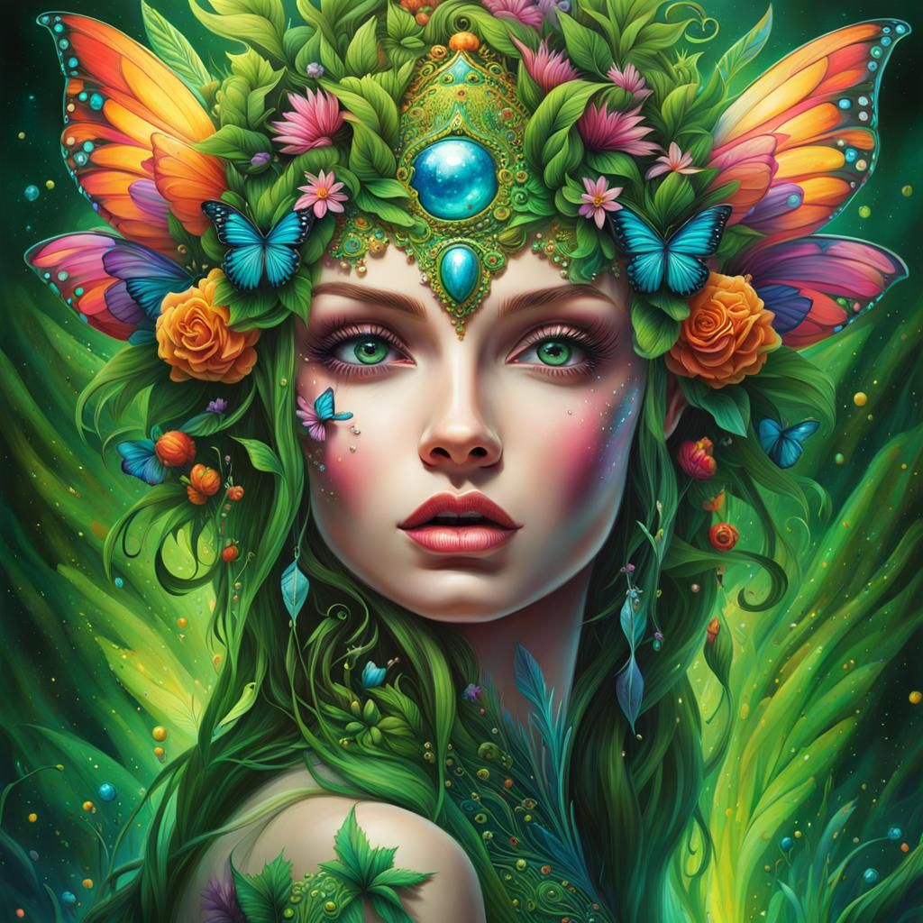 Detailed Fairy Queen in a Mystical Garden