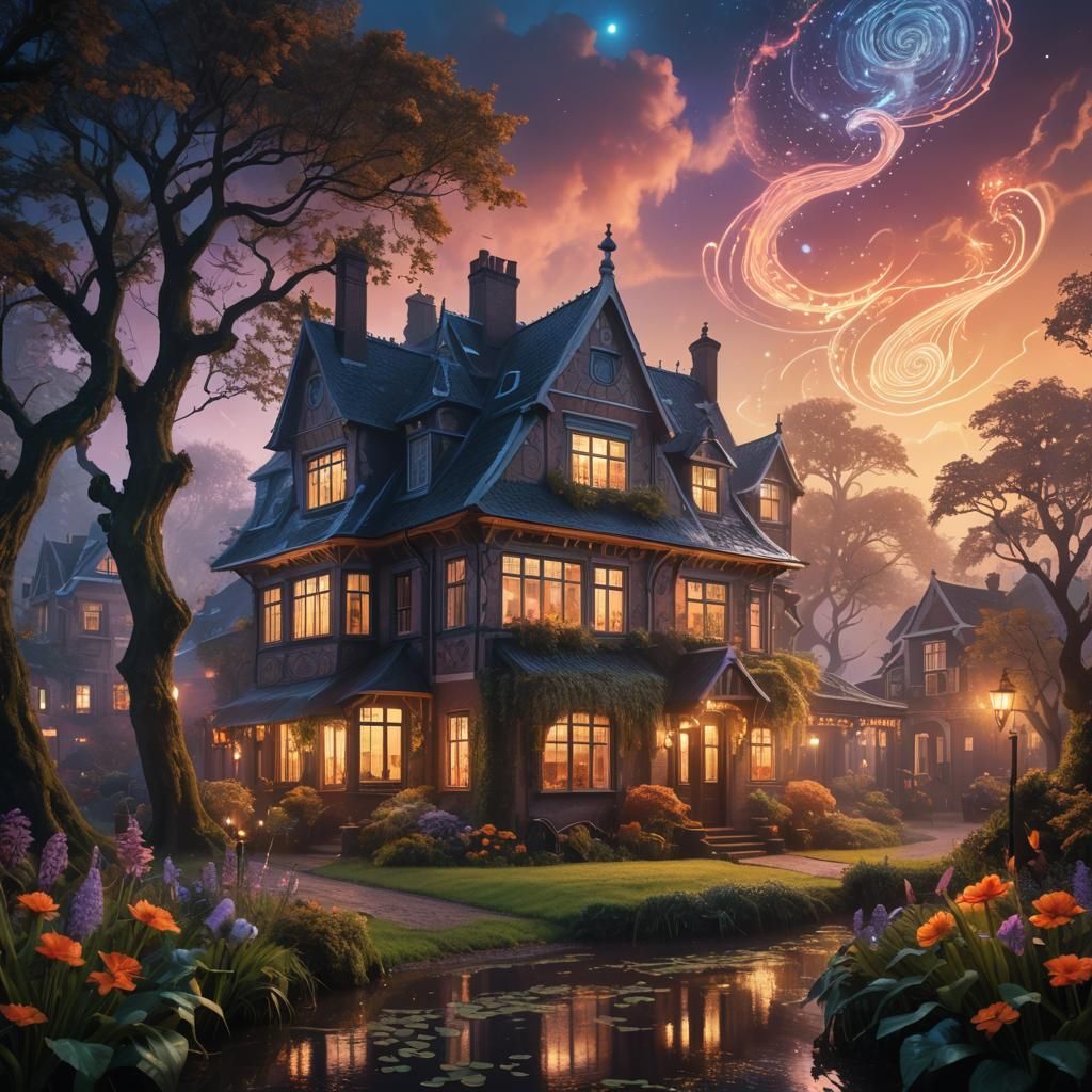 Mystical 1920's House in Dokkum as Fantasy Art