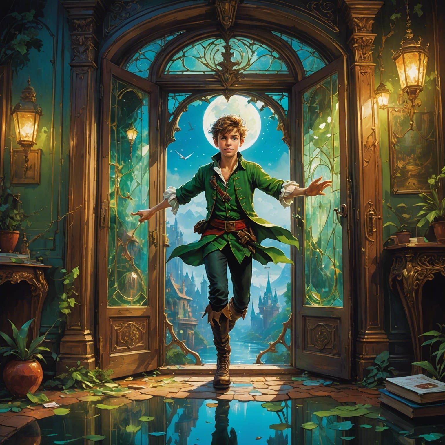 Peter Pan Shatters Neverland Palace Doorway