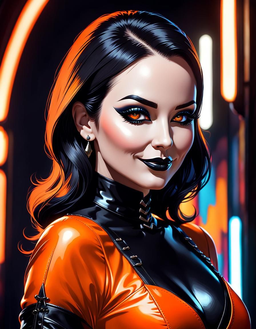 Gothic Pop Art Portrait of Confident Woman