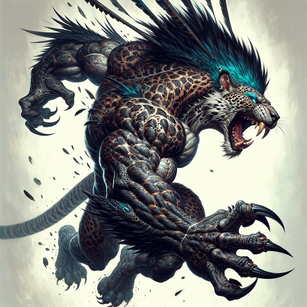 Muscular Werejaguar Shreds Swat Truck: Fantasy Concept Art