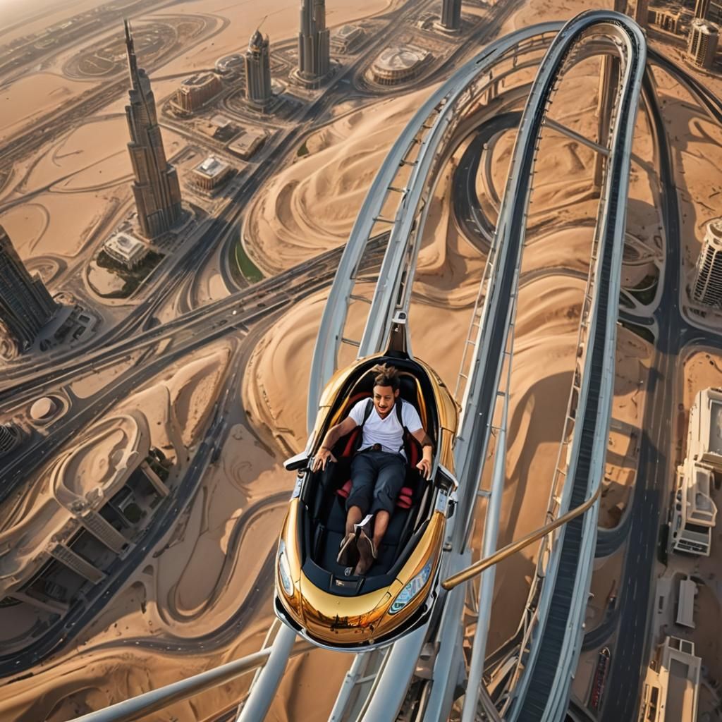 Burj Khalifa Roller Coaster Ride in Futuristic Style