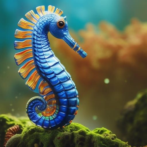 Ink Splatter Seahorse in Liquid Watercolor Style