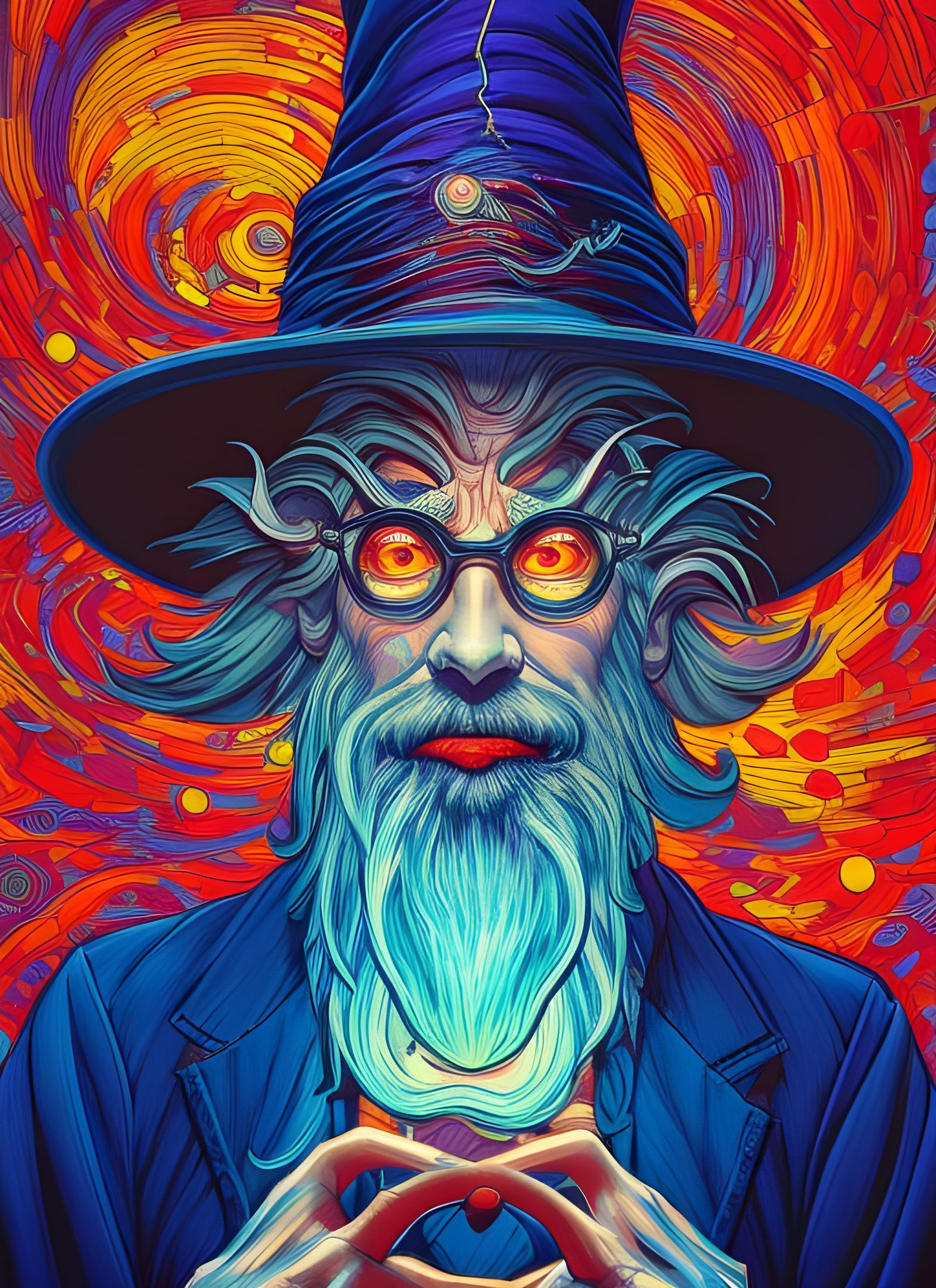 Surreal Wizard Portrait in Detailed Photoillustration