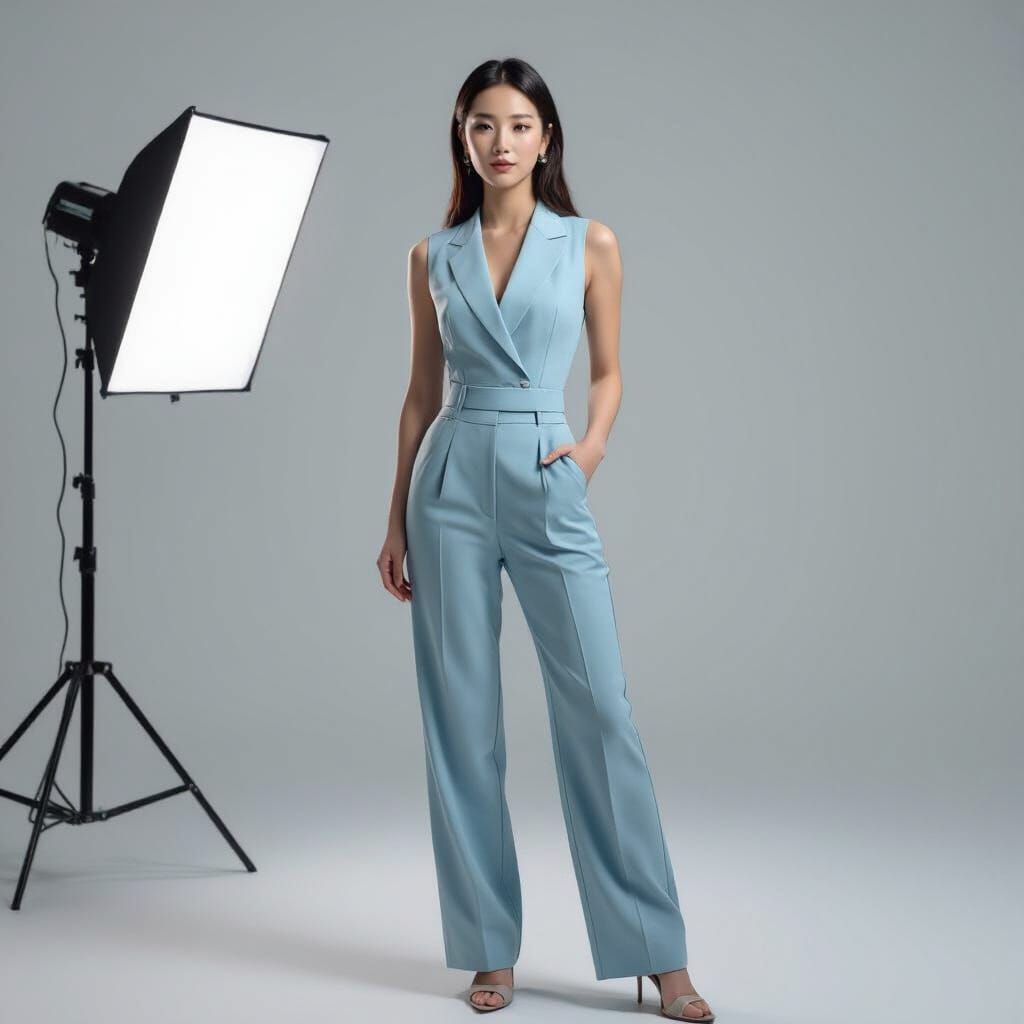 Korean Woman in Modern Attire Full Body Portrait