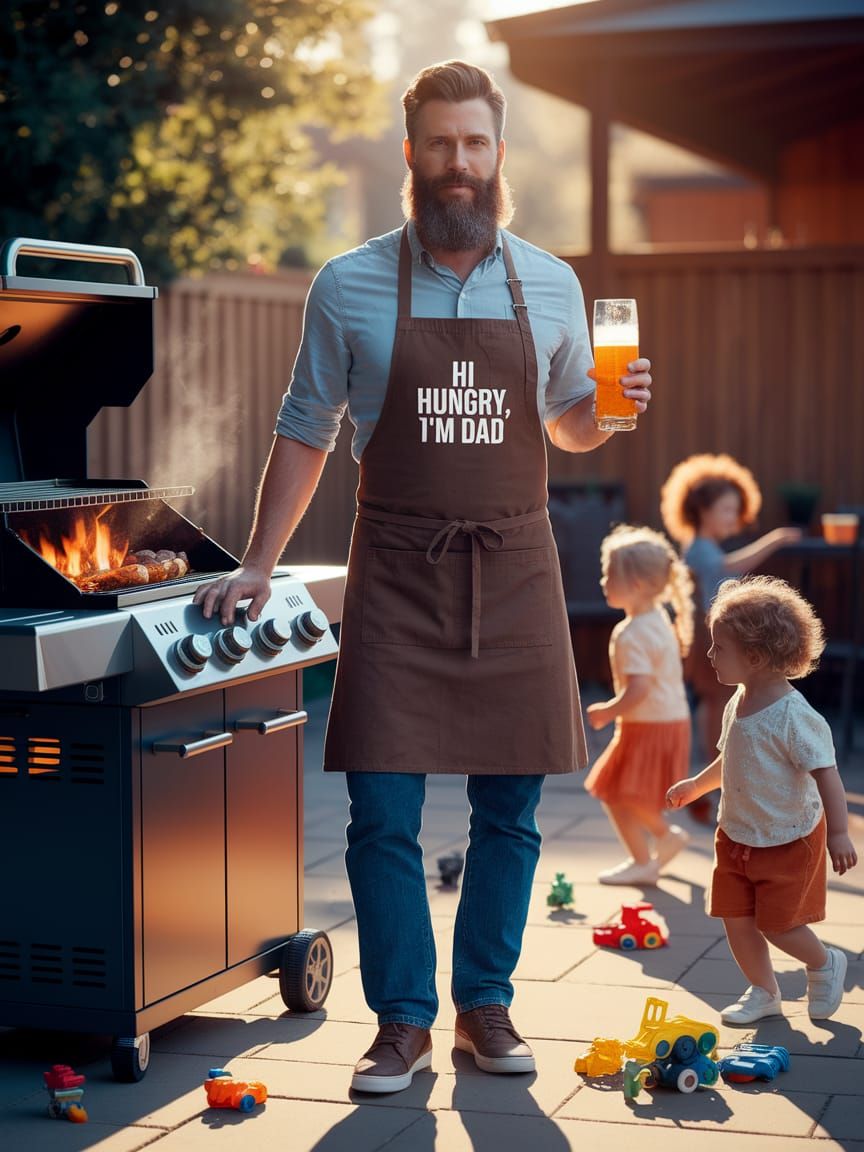 Confident Dad at the Grill, Golden Sunlight