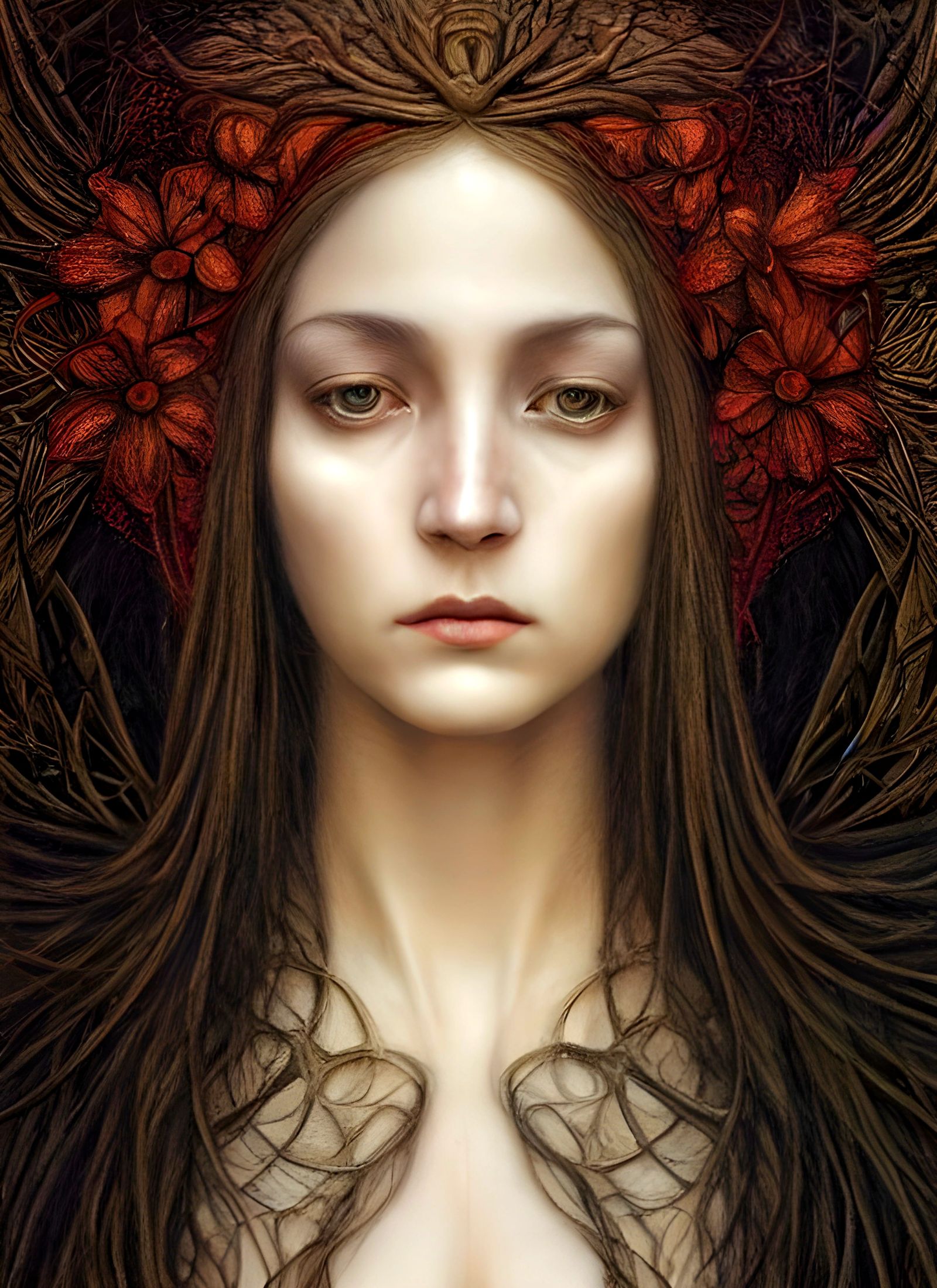 High Priestess Portrait in Dark Fantasy Style